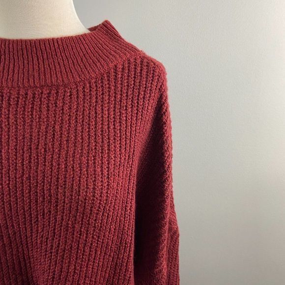 NWT BP Red Maroon Turtle Neck Balloon Sleeves Sweater (1X) - Picture 3 of 10